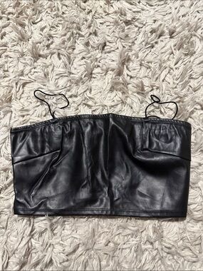Shein Black Faux Leather Crop Top